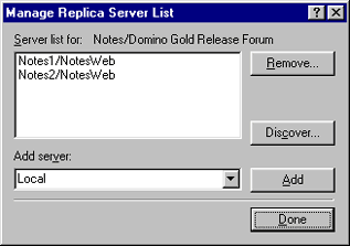 Manage Replica Server List